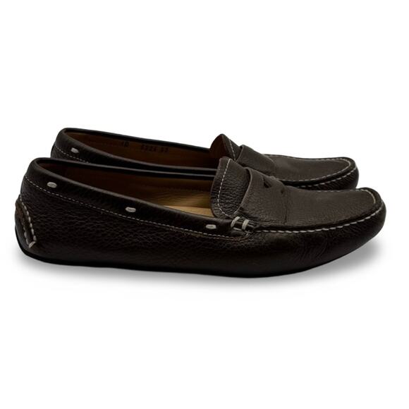 Prada Brown Pebbled Leather Loafers Shoes women’s EU 37 Italy Classic Slip-On - Picture 6 of 12